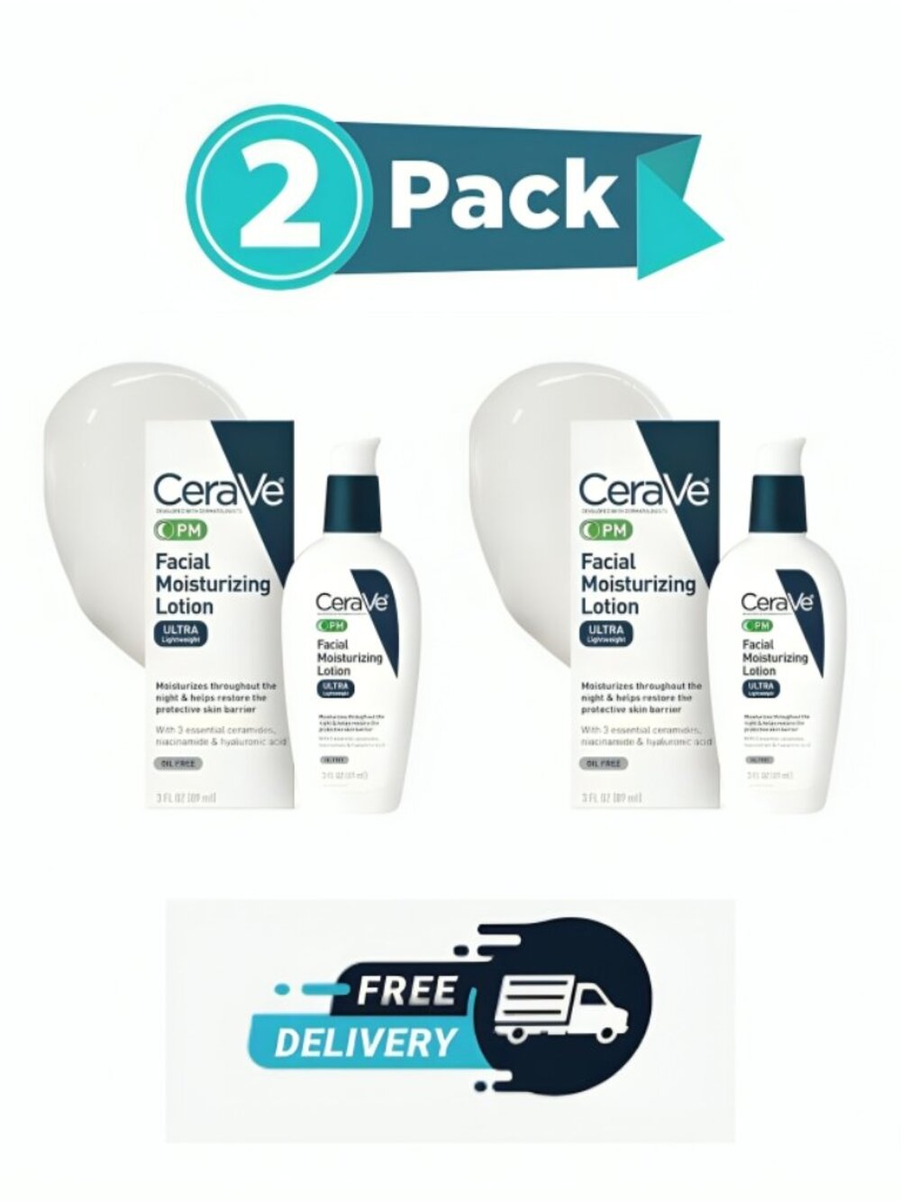 CeraVe PM Facial Moisturizing Lotion Utral Lightweight Oil Free 3 oz